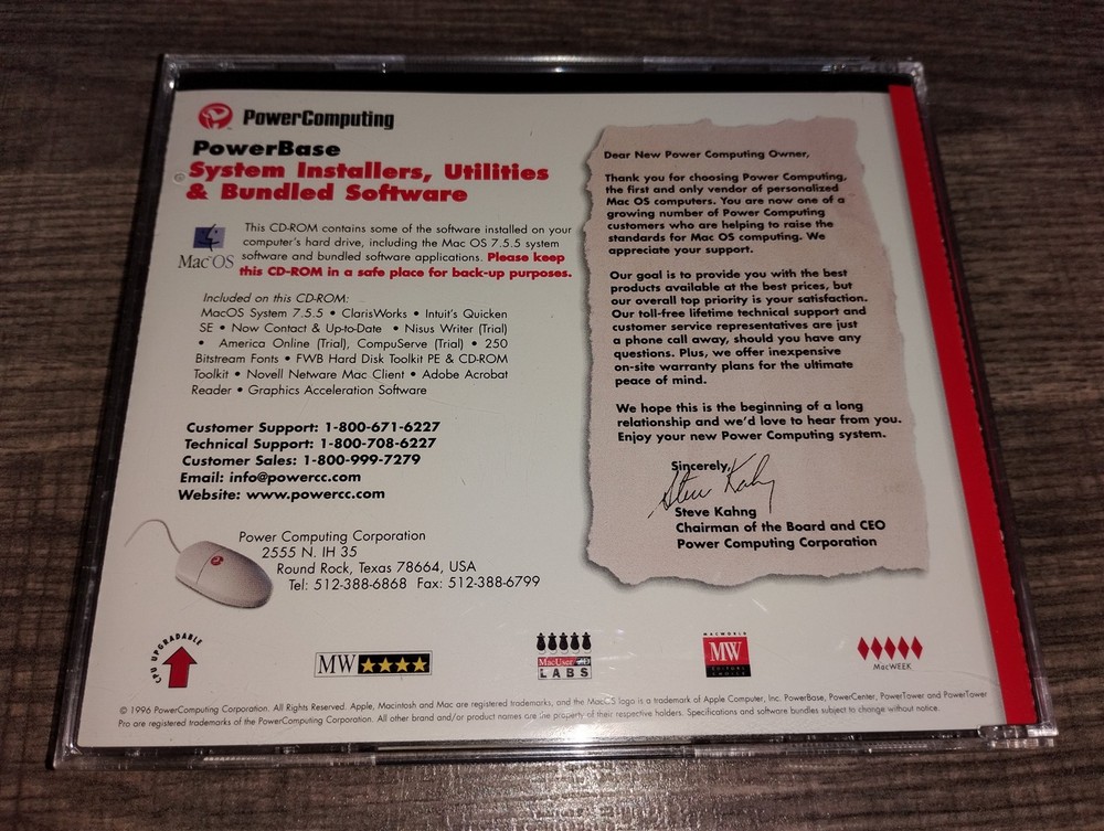 Power Computing 1996 PowerBase System Software CD-ROM Mac OS 7.5.5 Release 2.4.1
