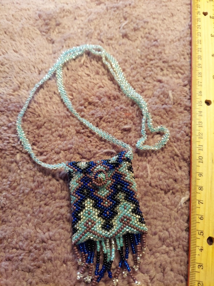 Native Patterned Beaded Neck Pouch