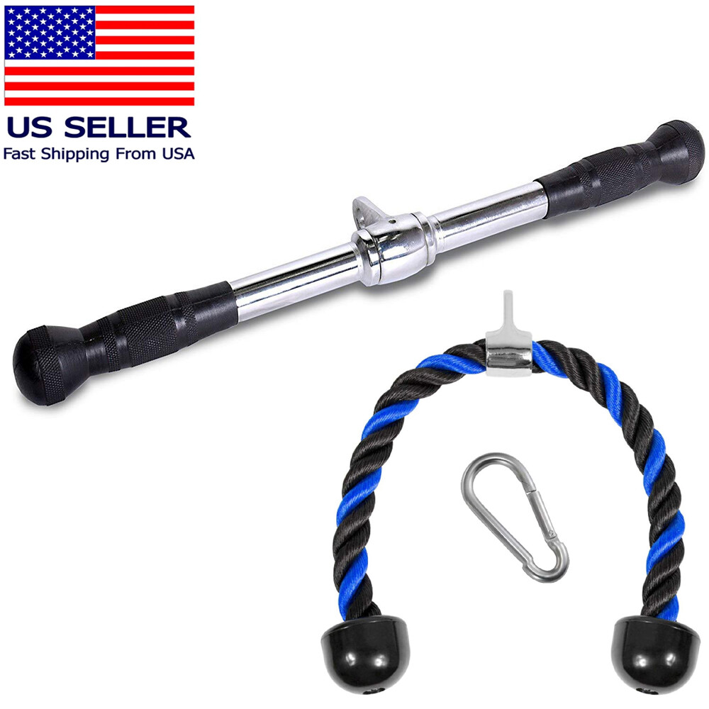 Home Gym Cable Attachment Handle Machine Strength Exercise Chrome Press Down Bar