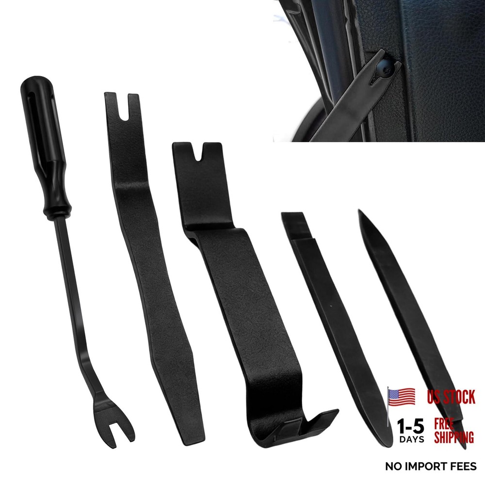 5PCS Auto Trim Removal Tool Kit, Plastic Pry Tool, No Scratch Plastic Black