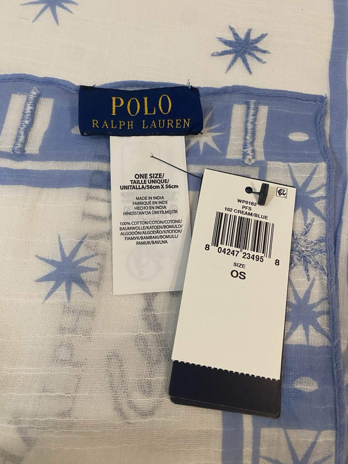 Polo Ralph Lauren Preppy Scarf Bandanna Bear Cream New W/Tags Women’s One Size