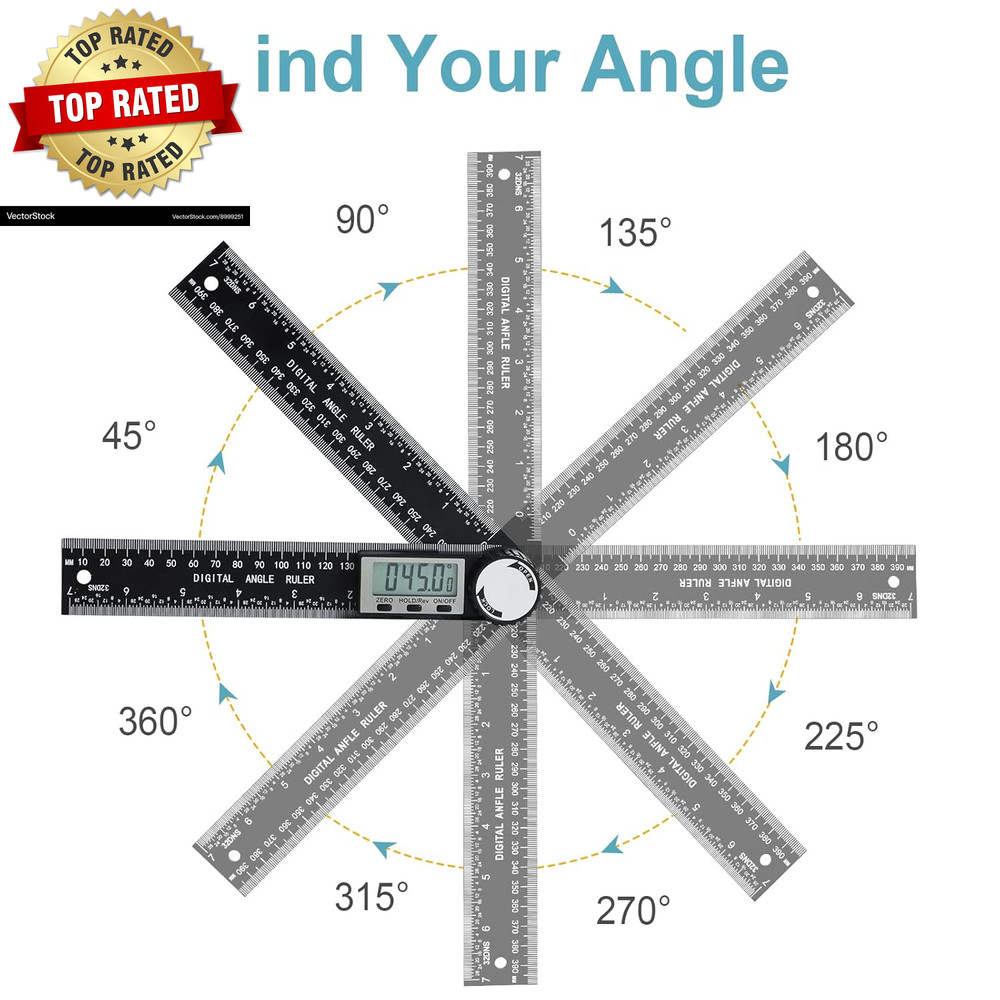 Third Generation Protractor Angle Finder Digital Angle Ruler with 7Inch/200Mm