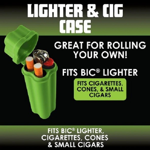 Smokezilla CIGARETTE/CONE/PRE-ROLL and LIGHTER STORAGE CASE - GREEN