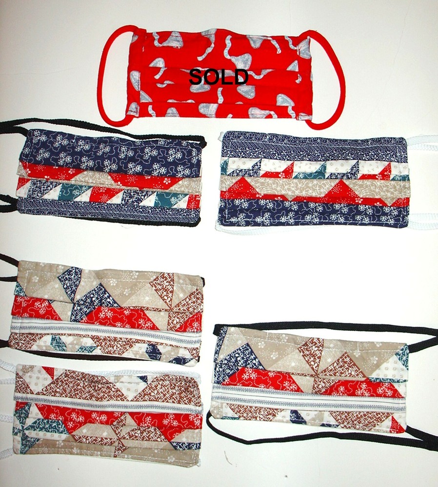 Choose Facemasks (TIES) QUILT print blue or beige