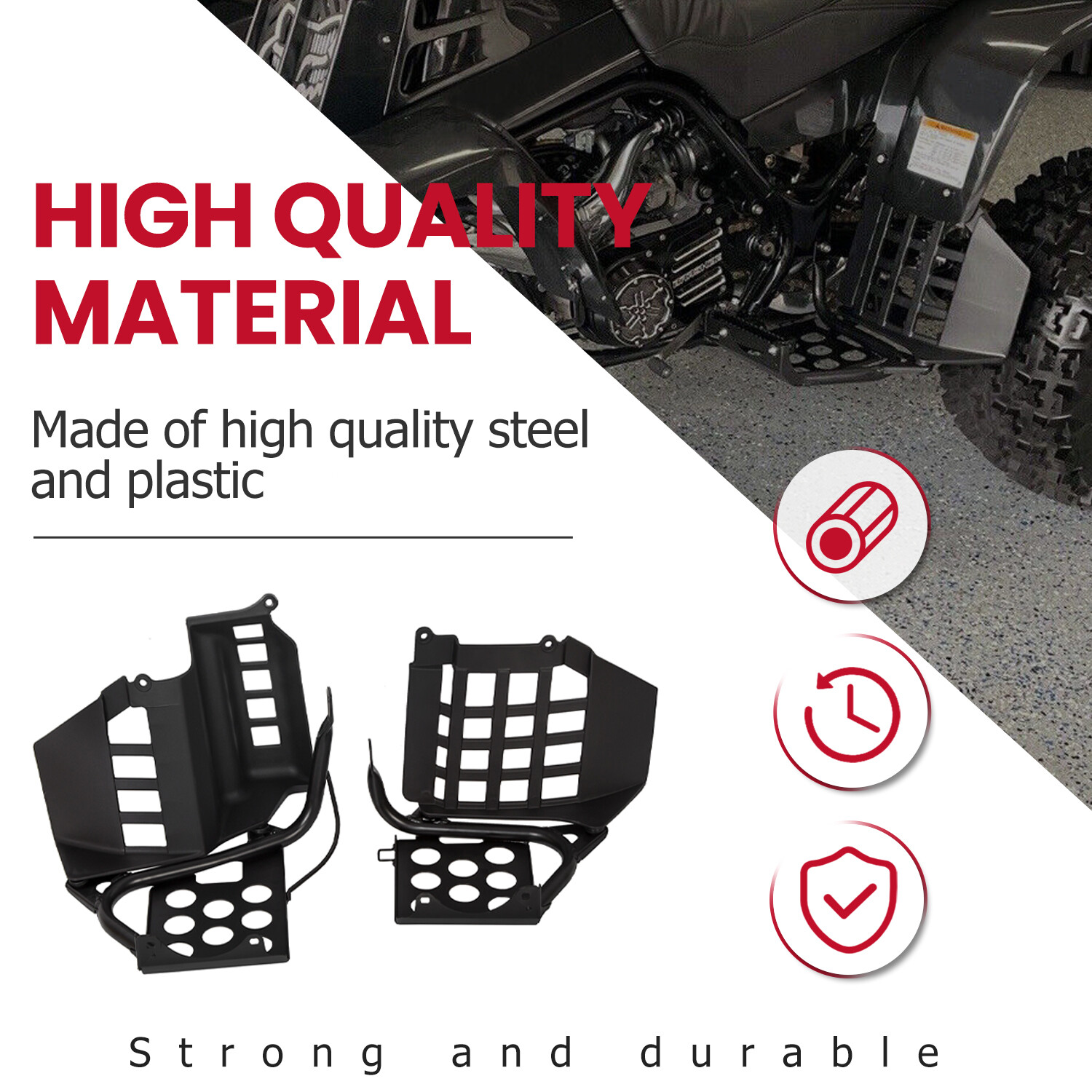 Black Heel Guards Footrest Fit Yamaha 87-06 Banshee 350 Left + Right Nerf Bars