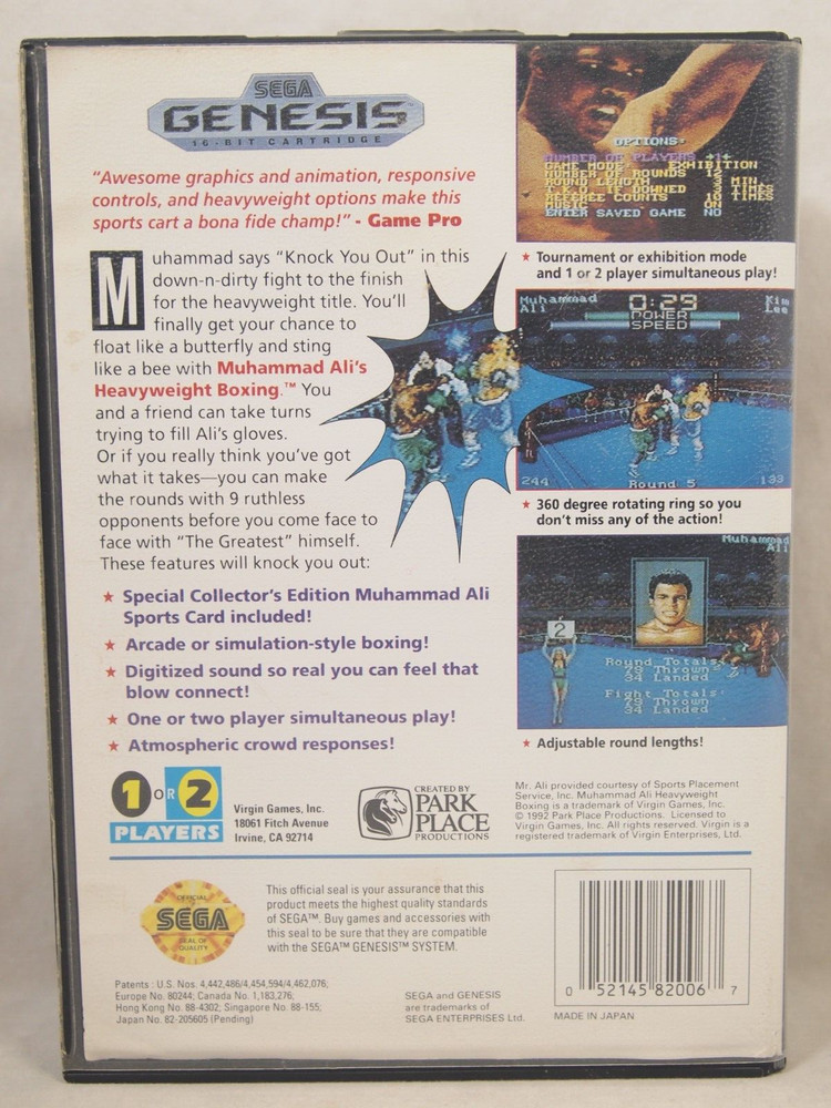 Muhammad Ali Heavyweight Boxing Case (Sega GENESIS) AUTHENTIC BOX ONLY