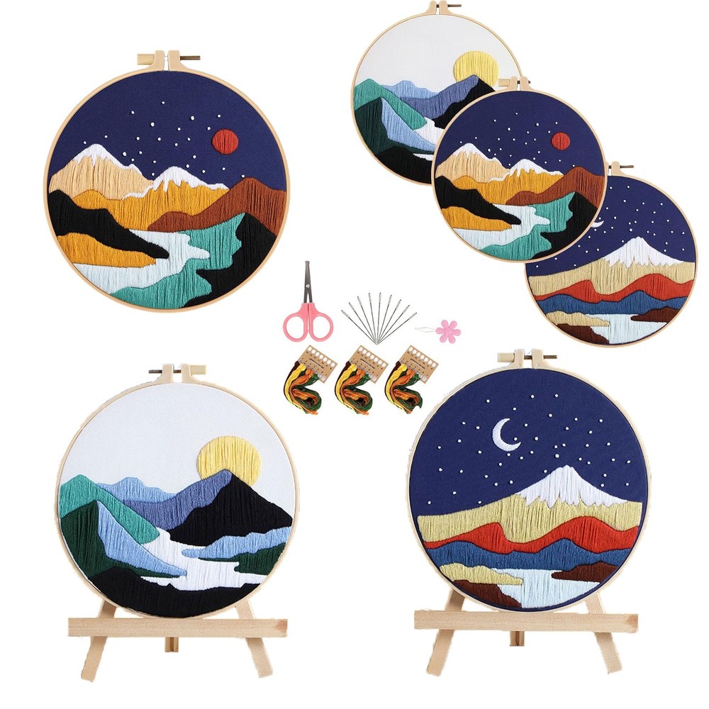 Henmany Beginner Friendly Embroidery Kit with 3 Colorful Patterns: undefined