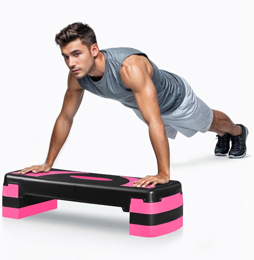 31’’ Aerobic Step Platform, Adjustable Exercise Workout Stepper with Stable Rise