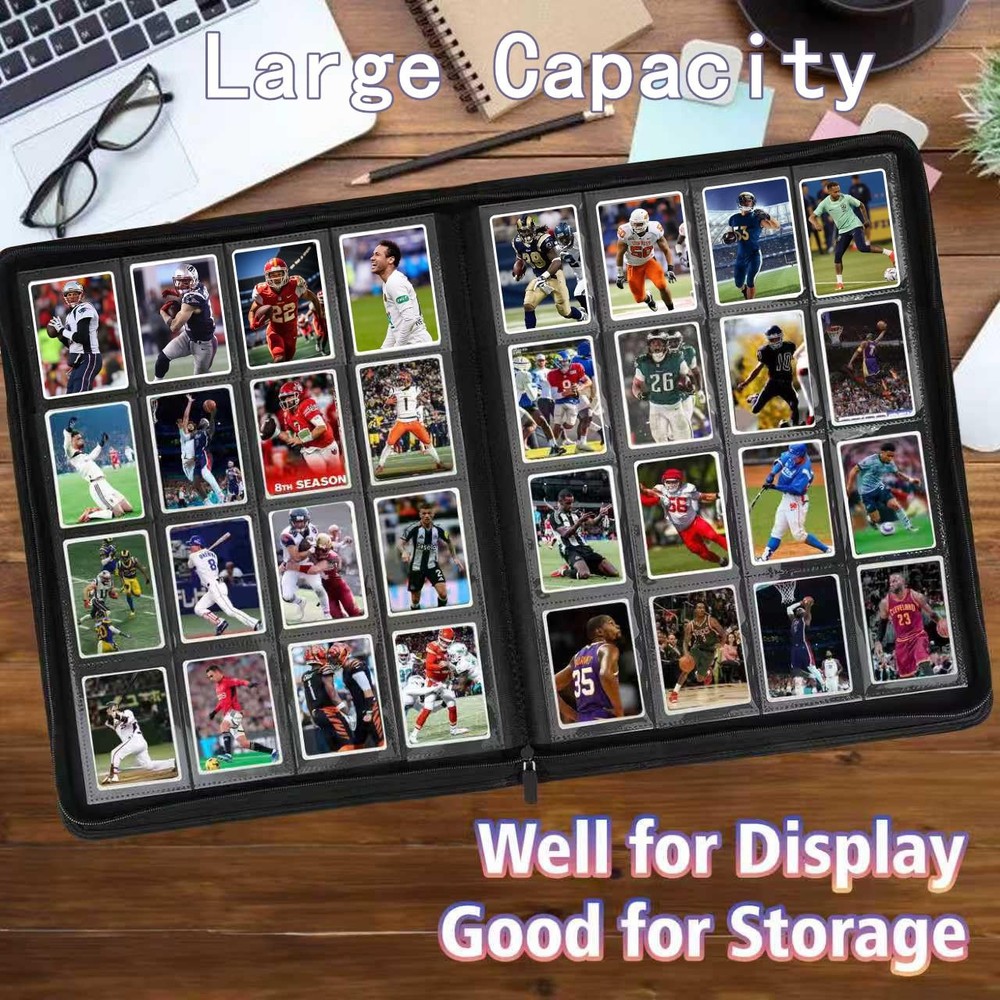 Premium 1664 Cards Capacity Binder, 16 Pocket Ringless Side-Loading Trading C...
