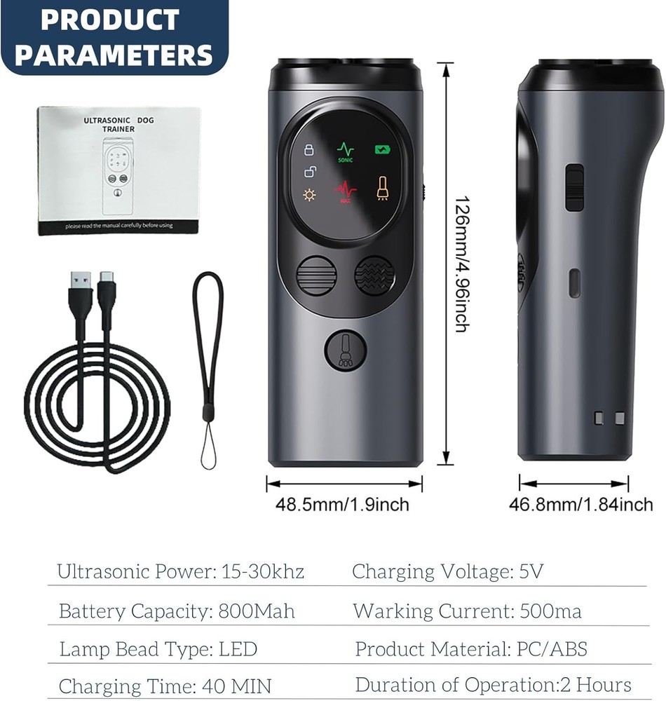 Compact Ultrasonic Bark Control Device for Dogs | Long Range & Safe Design