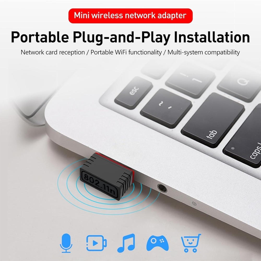 Compact 150Mbps Wireless USB WiFi Adapter for Enhanced Streaming – 2 Pack