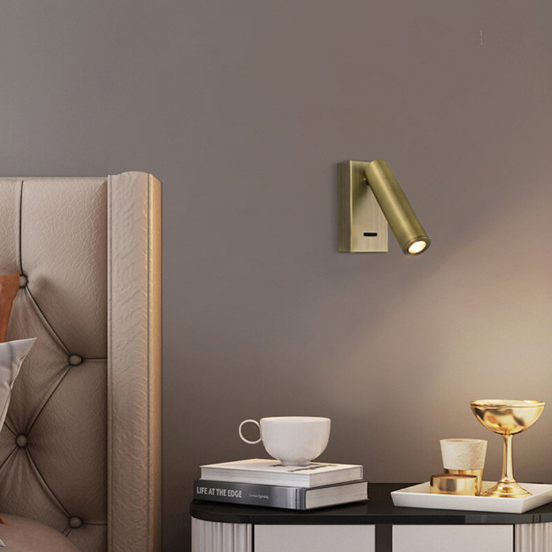 3W COB LED Wall Light Adjustable Spotlight Bedroom Bedside Lamp Fixture Switch
