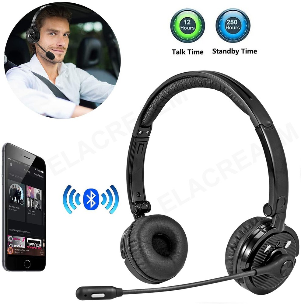 Bluetooth Wireless Noise Cancelling Clear Single Headset For Truck Driver Phone