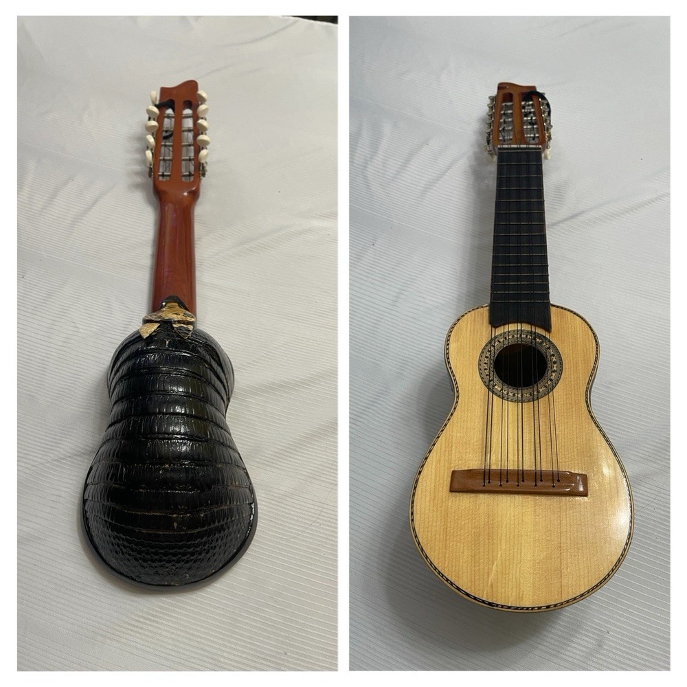 Vintage Handmade South American 10 String Charango Armadillo Shell Instrument