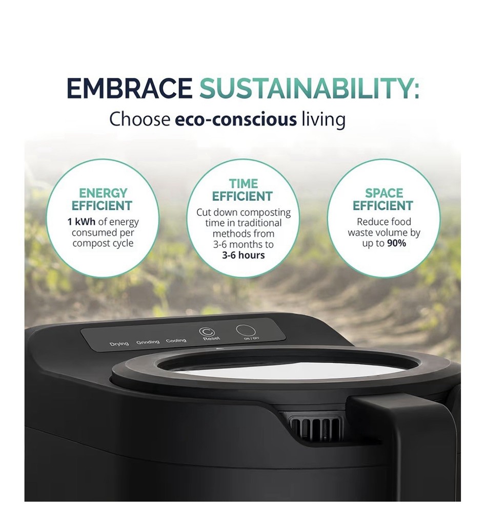Luma - Electric kitchen composter, 2.5 liter capacity, composting container for