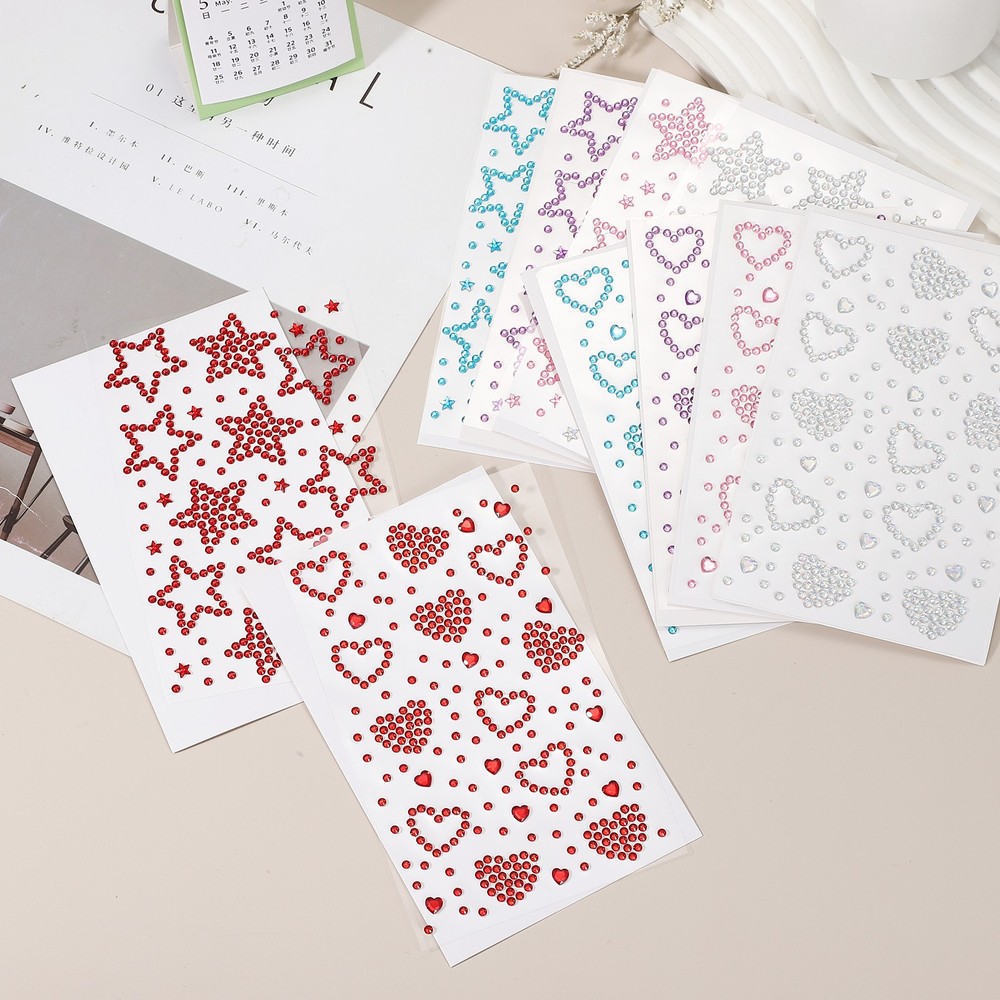 6Sheets Star Gem Sticker, Face Gem Stickers, Pink