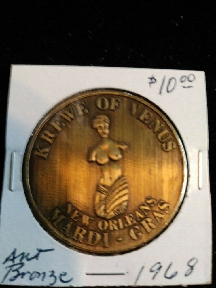1968 Antique Bronze Venus Doubloon - Mardi Gras