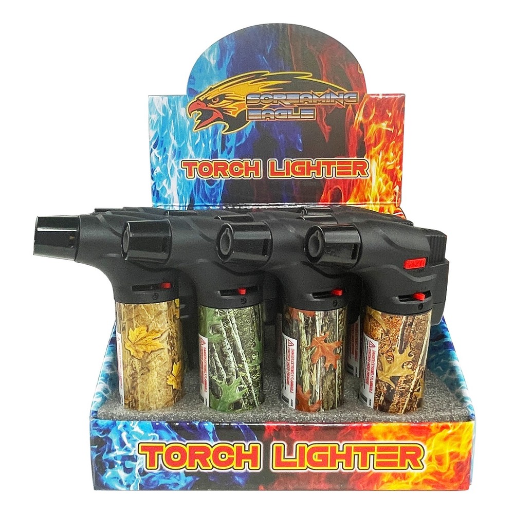 4 Pack Jumbo 4" Single Jet Flame Torch Gun Lighter Refillable Lockable maple