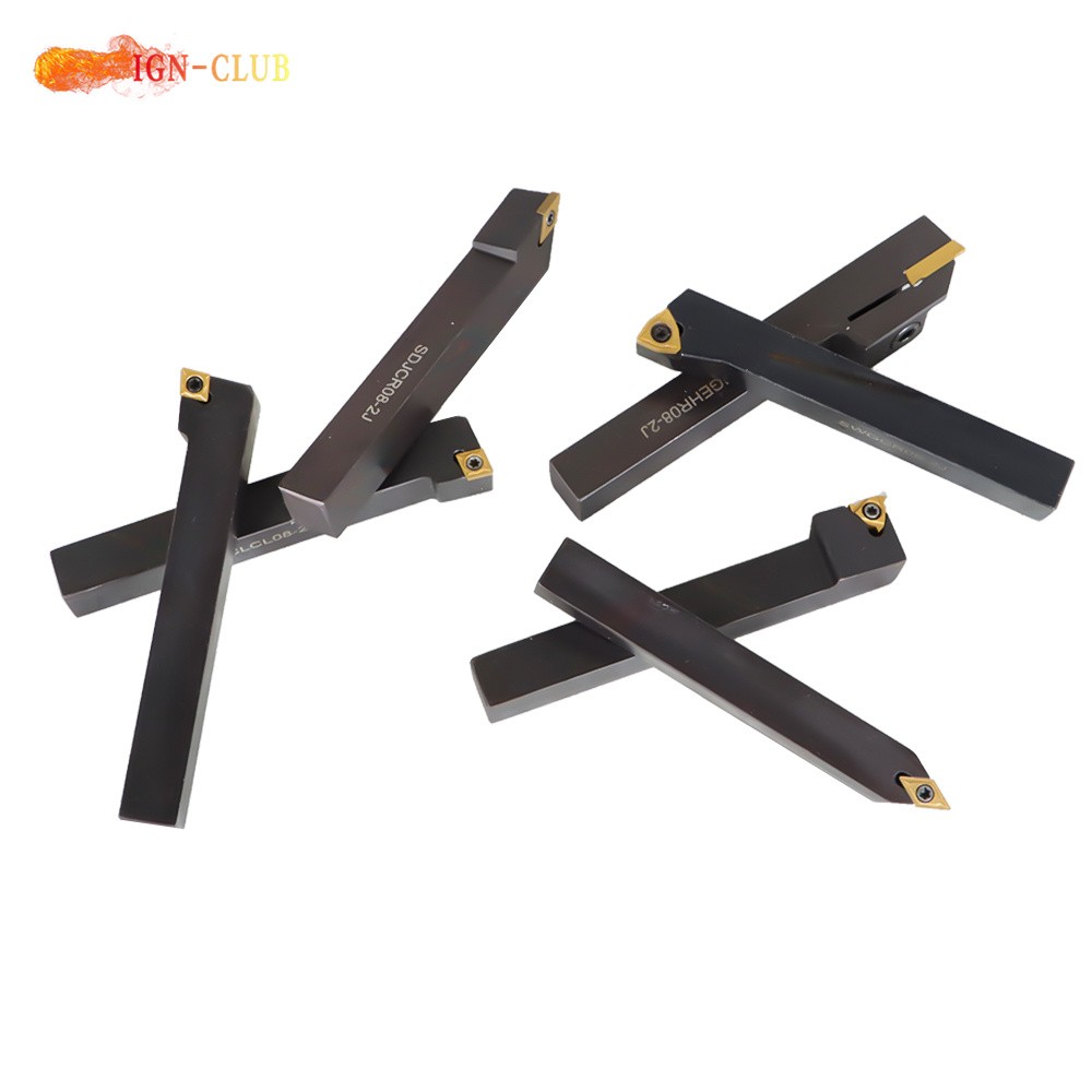 7Pcs Carbide Indexable Turning Tool 1/2" Lathe Tool Bit Thread Insert Holder Kit