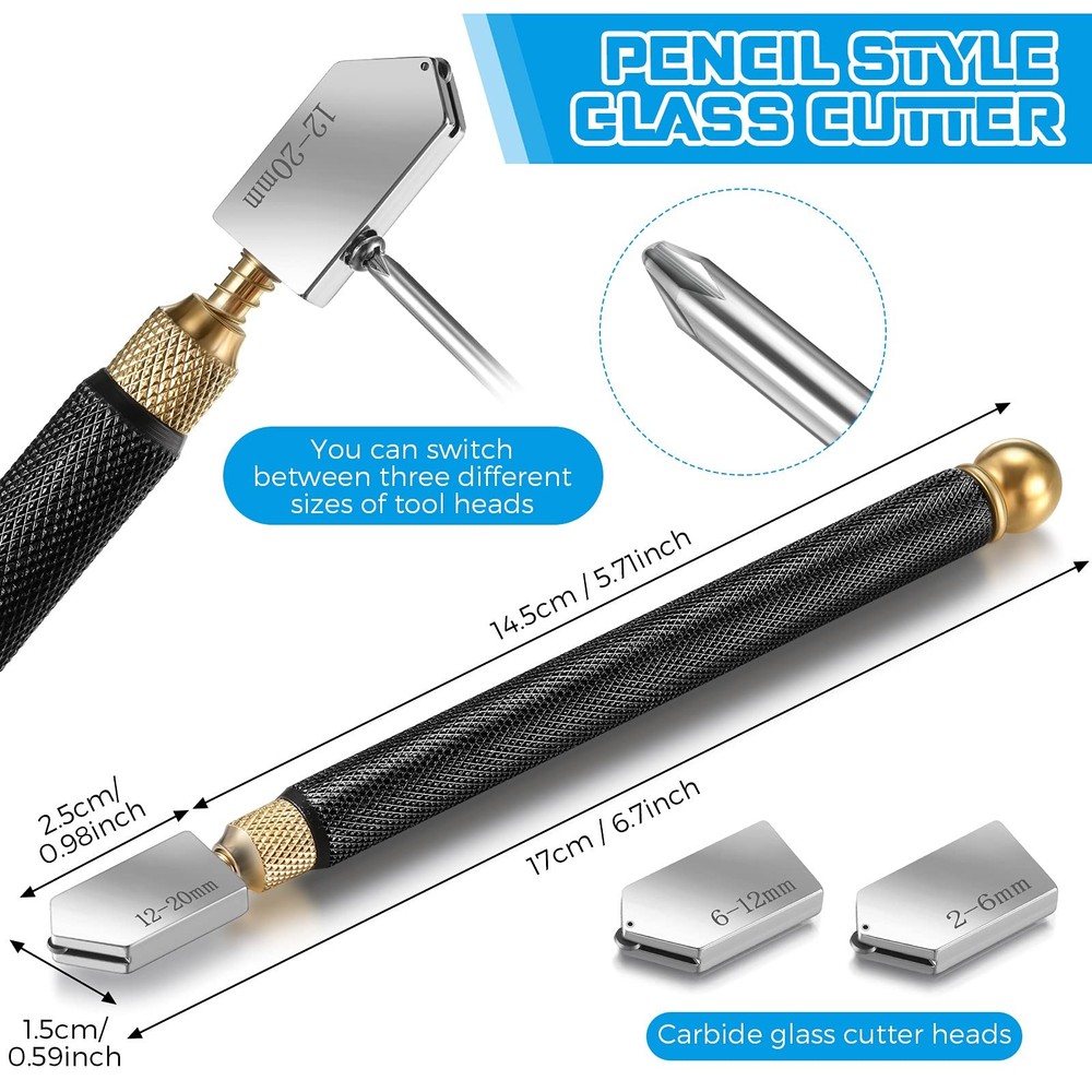 Mudder 6 Pieces Glass Cutter Tool Set Includes Pencil Style Cutting Tool...