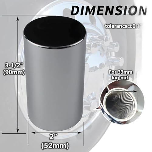 ABS Chrome Plastic Front Axle Cover Kits with 33mm Thread-on 2 Set Flat Top