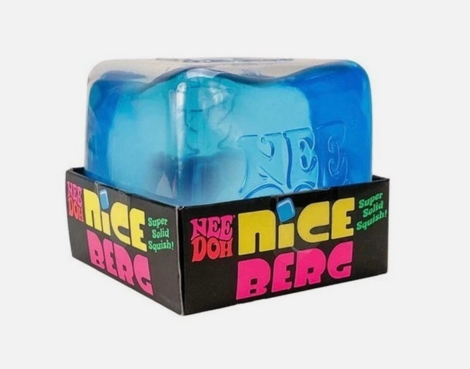 NeeDoh Nice Berg Blue XL Giant Nee Doh Niceberg Solid Squish Cube Ice Block New!