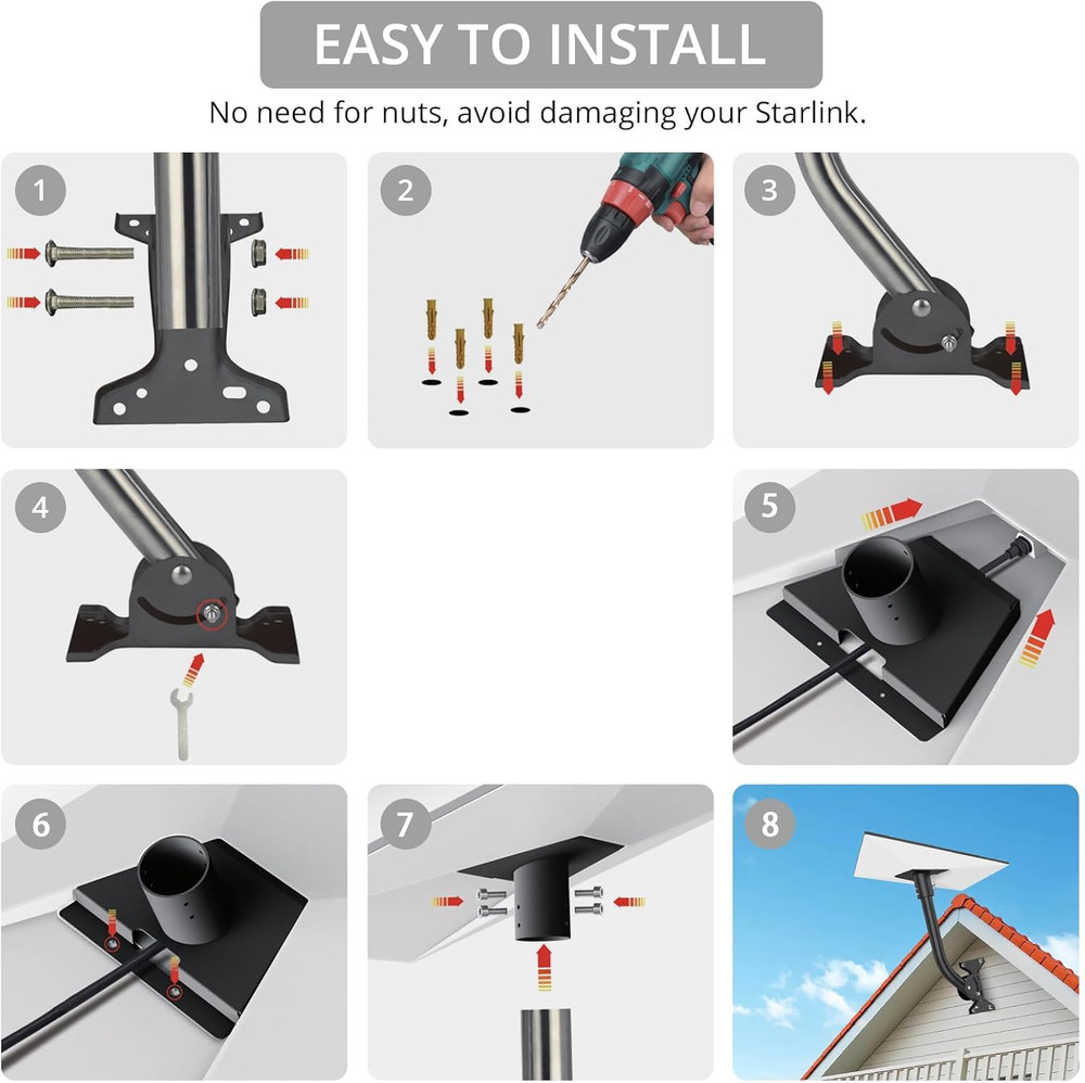 Starlink Gen 3 Mount Angle Adjustable Mounting Kit Compatible V3 Standard Dish
