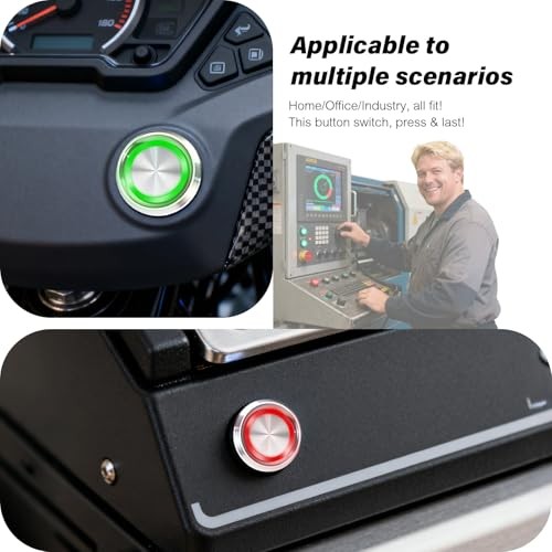 15Amp Push Button Switch，(0.866") 12V-24V Latching Push Button Switch 22mm Red