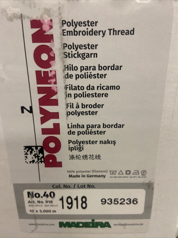 Madeira NEW Polyester Polyneon Embroidery Thread  Grey 5000m Cone, 10