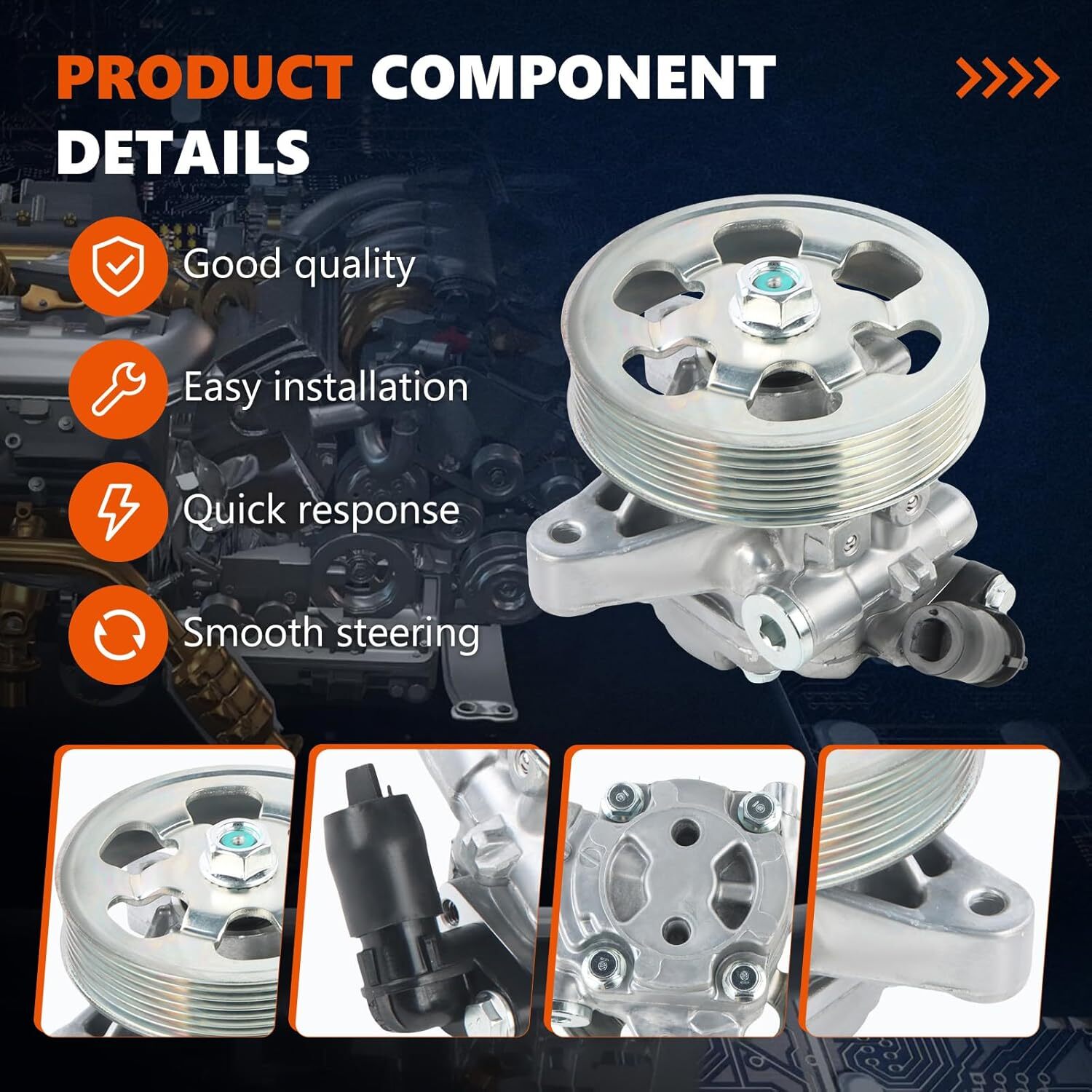 Power Steering Pump w/ Pulley for 2002-2006 Acura RSX Honda Element CR-V 21-5419