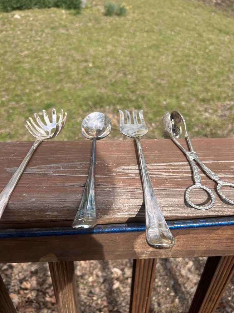 Studio Silver plated 3 Pc Jumbo Server / Cake Tongs 8”