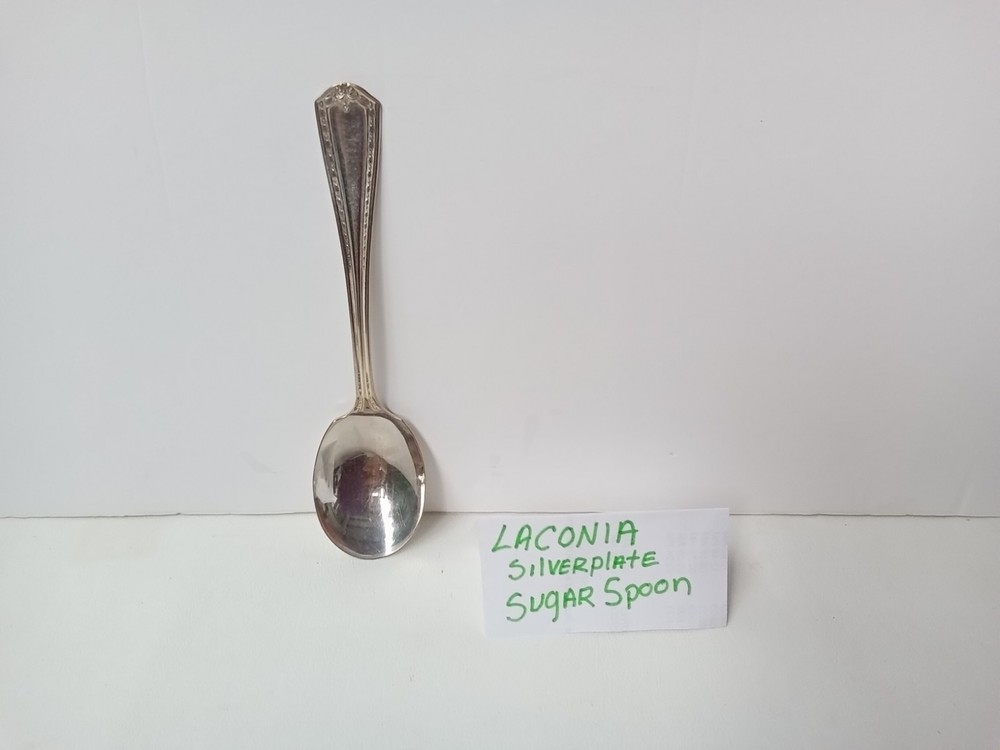 LACONIA SILVERPLATED SUGAR SPOON SILVERWARE PIECE GREAT SHAPE SEE