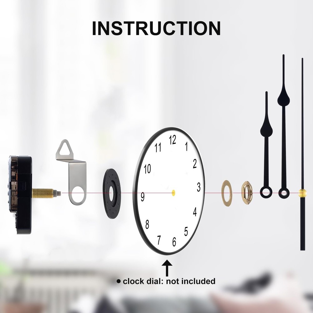 EMOON 3 Pack Silent Clock Mechanism Replacement Kit, Size1-3pack, Black