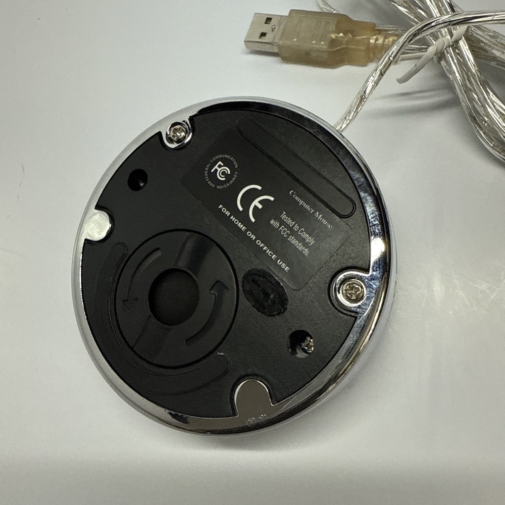Computer Mouse Ladybug Chrome 118 Crystals 6 Pin Connector Silver 2 Button New