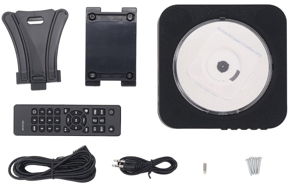 Portable CD Player w/ Remote – Wall Mount or Tabletop 🎵🖤