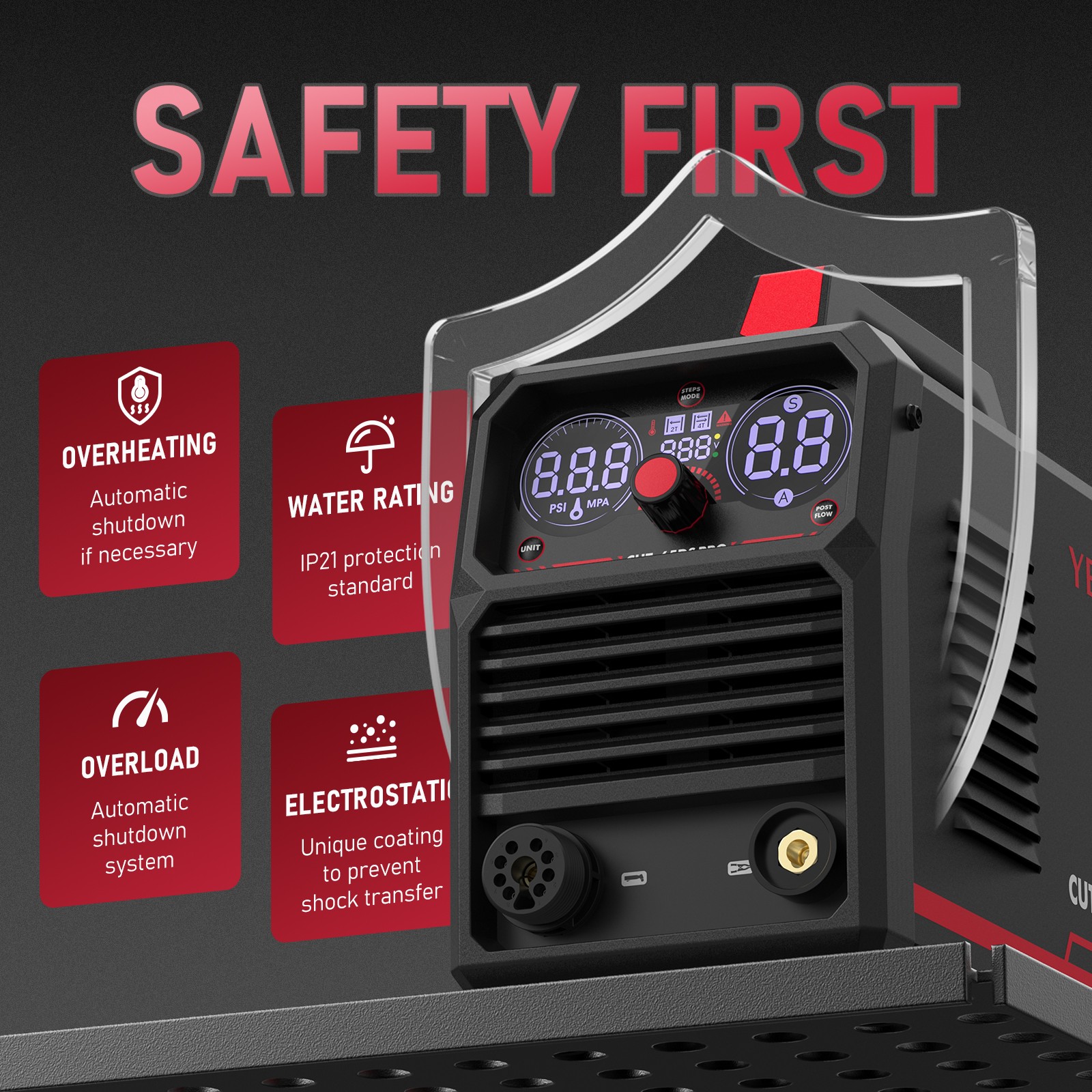 65Amp Plasma Cutter Non-HF Pilot Arc, Dual Voltage 110V/220V, Digital Display