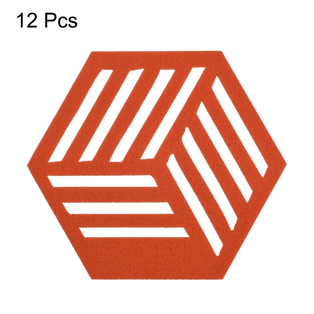 Felt Coasters 12pcs Hexagonal Mat Tampons Coasters, Orange