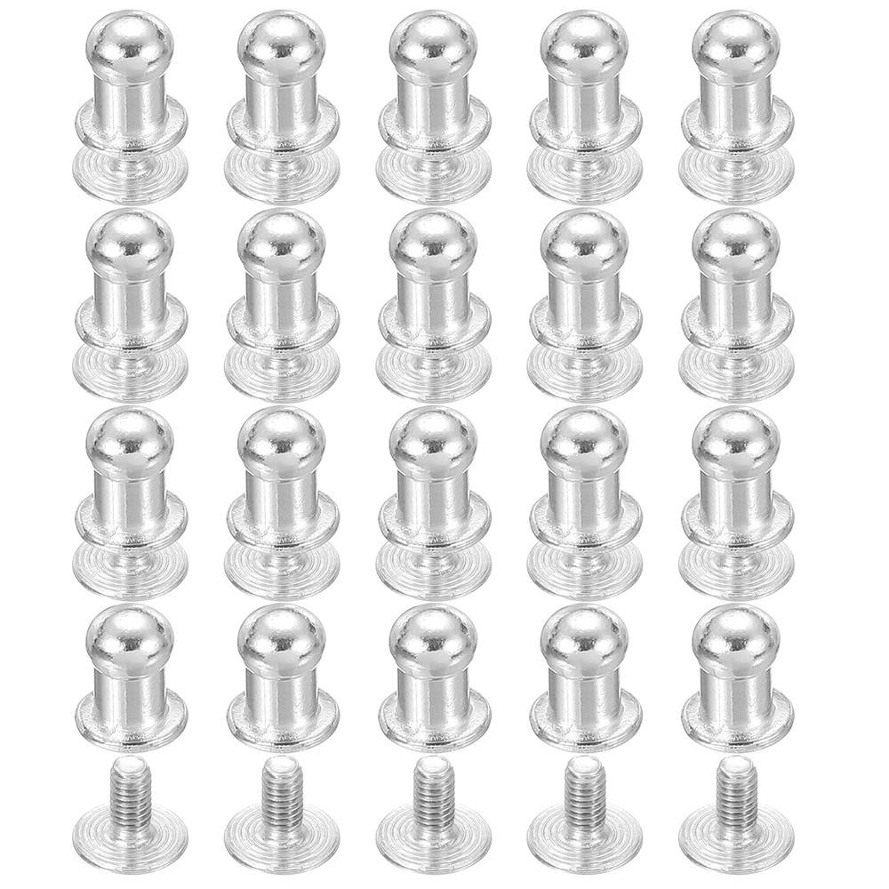 20Set 5mm Leather Rivets Ball Head Stud Screw Back Round Head Button Silver