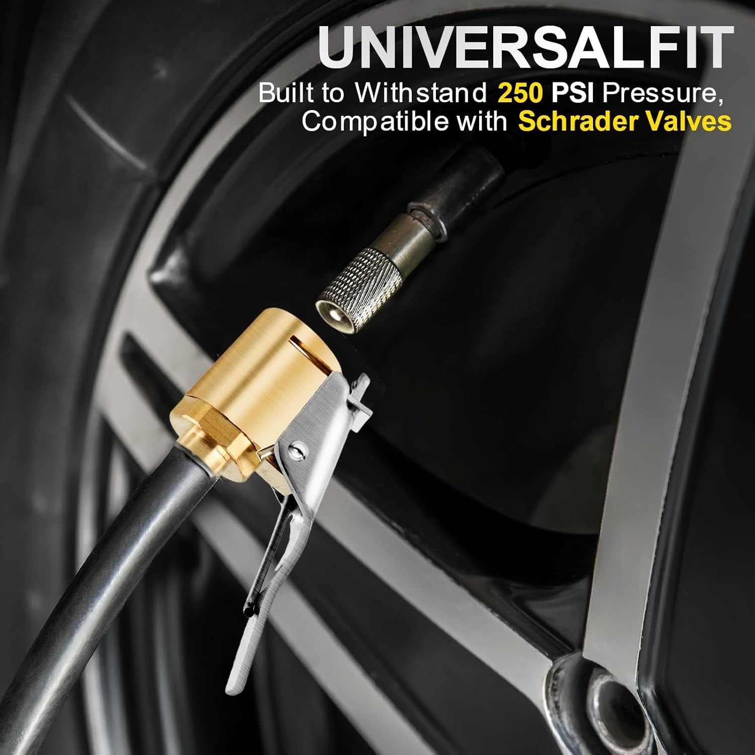 2-Pack Brass Tire Air Chuck, Locking Quick Connect Inflator Hose Adapter, No Lea