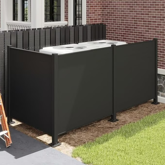 Domi Privacy Screen Fence 50"x50" for AC&Trash,Black Patio Metal Panels,3 Panels