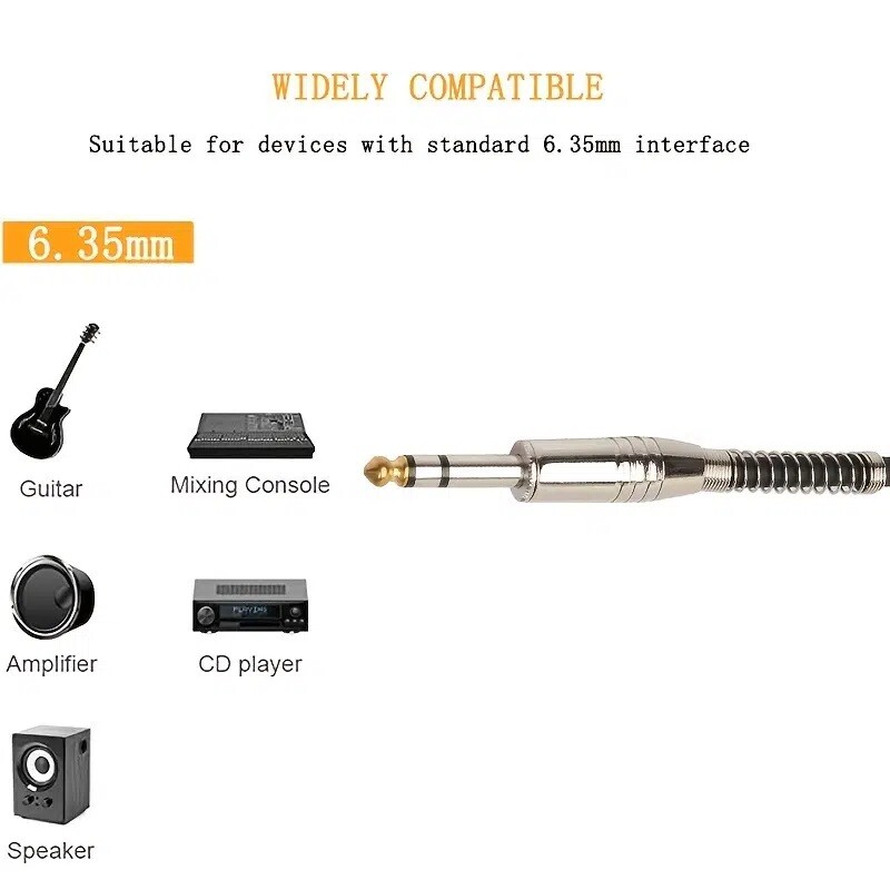 6ft NOISELESS Electric Guitar Bass Cable Pedal AMP Cord 1/4" USA KEYBOARD LOT