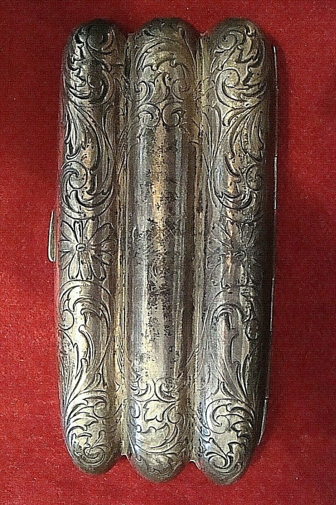 ANTIQUE STERLING C. WEBSTER 3 FINGER CIGAR CASE-NO MONOGRAM