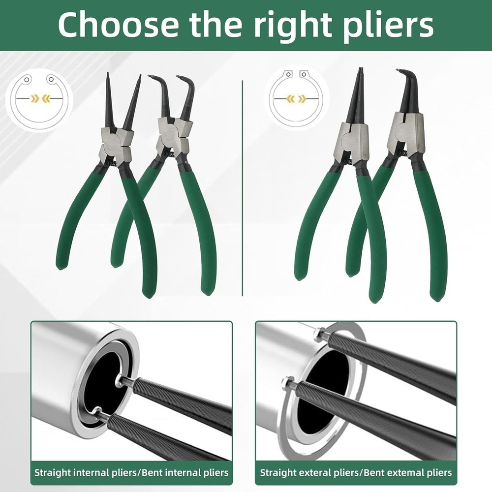 Professional Quality 7" Snap Ring Pliers Set - Heavy Duty & Rust-Resistant