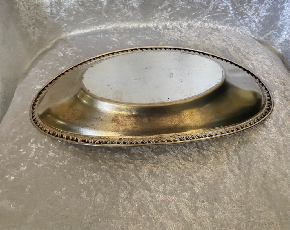 Crosby Silver Plated Oval Bread Tray Etched Pattern 12 1/2"