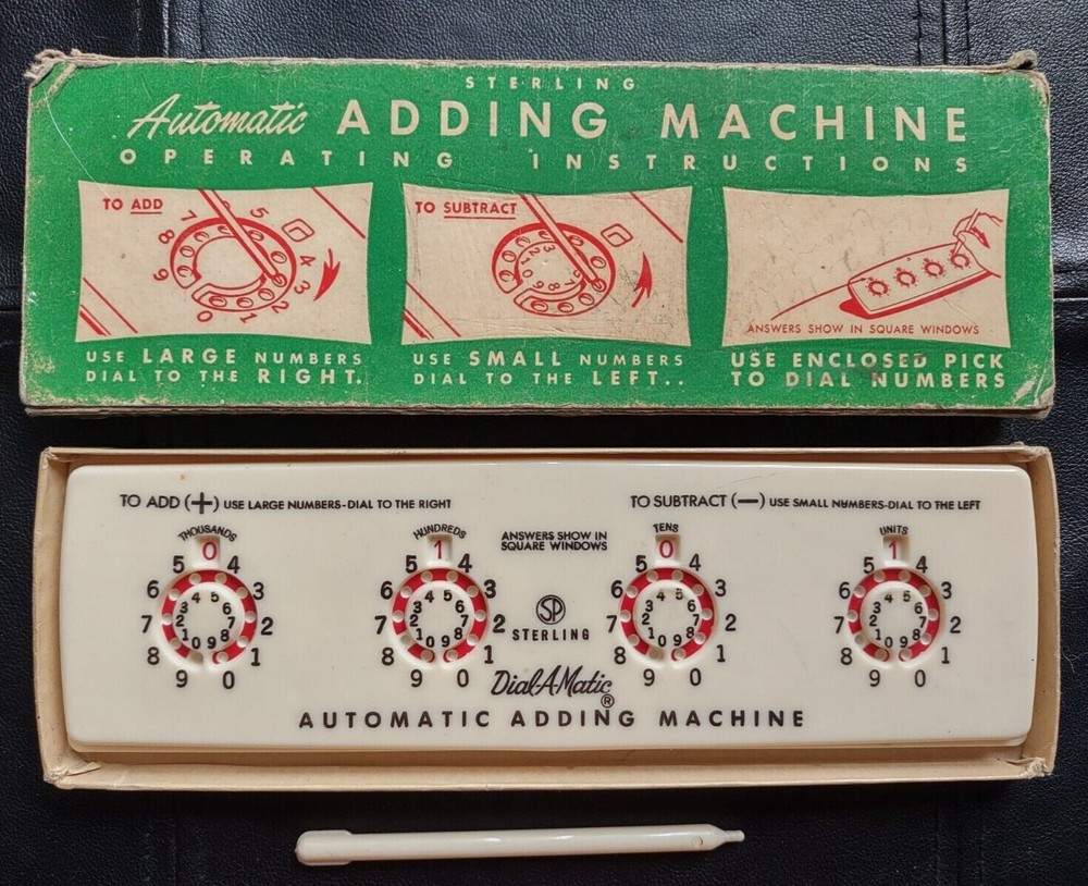Vintage Sterling Add-it Automatic Adding Machine with Stylus and Original Box