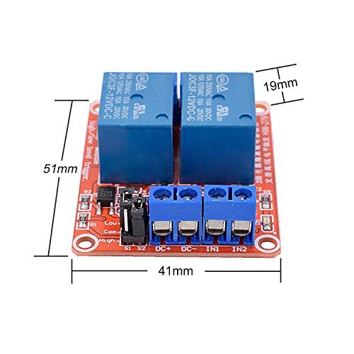 [2-Pack] DC 12V Relay Module 2-Channel Relay Switch with Optocoupler 2CH-12V-2