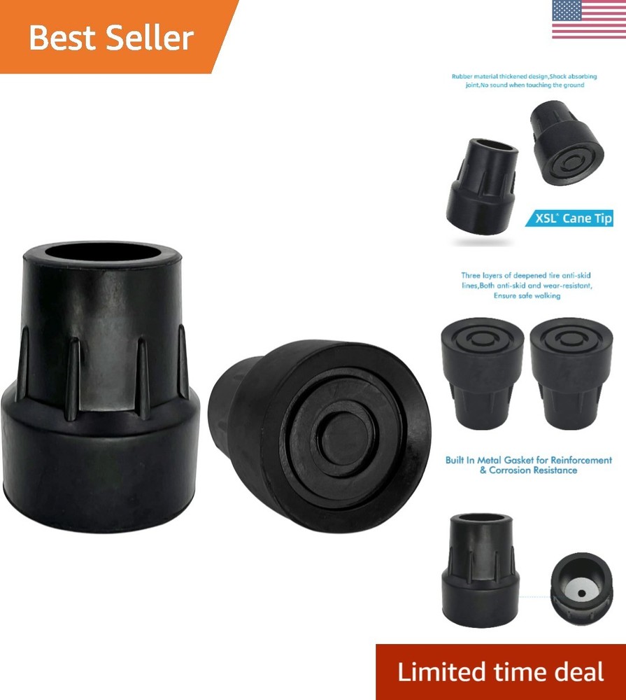 Replacement Cane Tips, Black, 1 inch