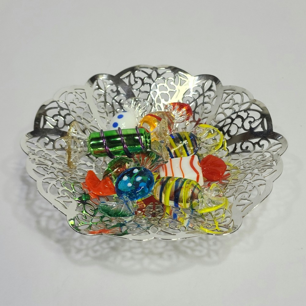 Vintage Lovelace Silver Plate Reticulated Candy Dish Ruffled Edges, Footed