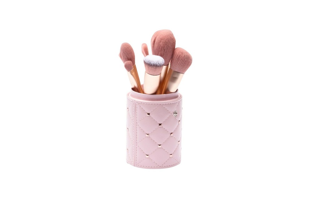 PRETTIE CHICK'S GORGEOUS PINK STUDED MAKEUP BRUSHES AND CASE