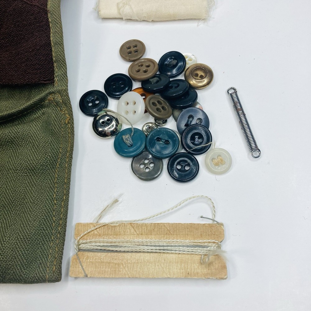 WWII Vintage American Red US Cross Sewing Kit Buttons Needles - Chapter Worn-off
